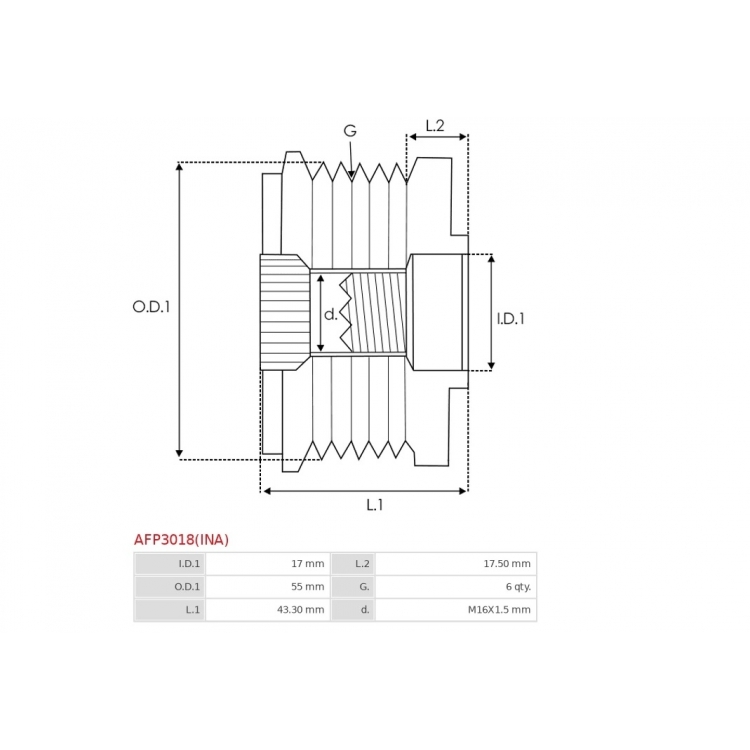 Alternator freewheel pulley / F-550181 (INA)